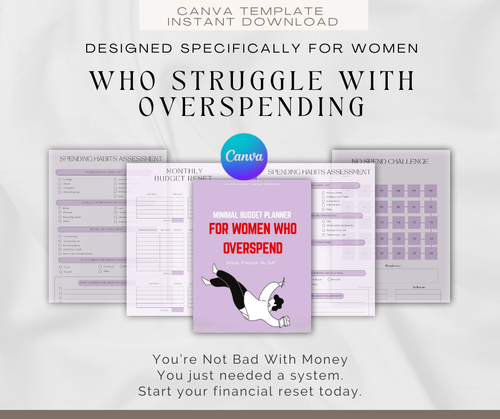 Minimal Budget Reset Planner for Women (PLR) – Expense Tracker, Canva Template, Digital Download – Edit & Resell for Profit