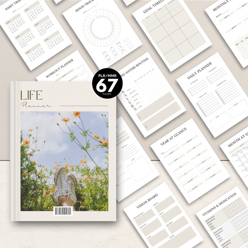 PLR life planner, Master Resell Rights, Plr planner, PLR Digital products, Resell Planner, Plr templates, MRR, Canva templates, Life Planner