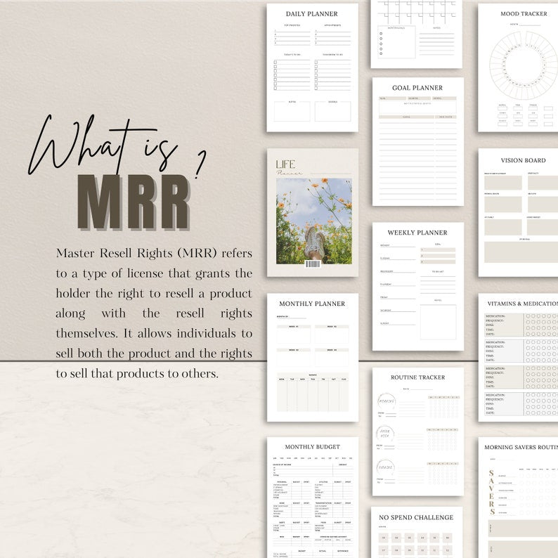 PLR life planner, Master Resell Rights, Plr planner, PLR Digital products, Resell Planner, Plr templates, MRR, Canva templates, Life Planner
