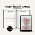 Anxiety Therapy Planner: Mental Health Journal with MRR/PLR (Canva Editable, Digital Download)