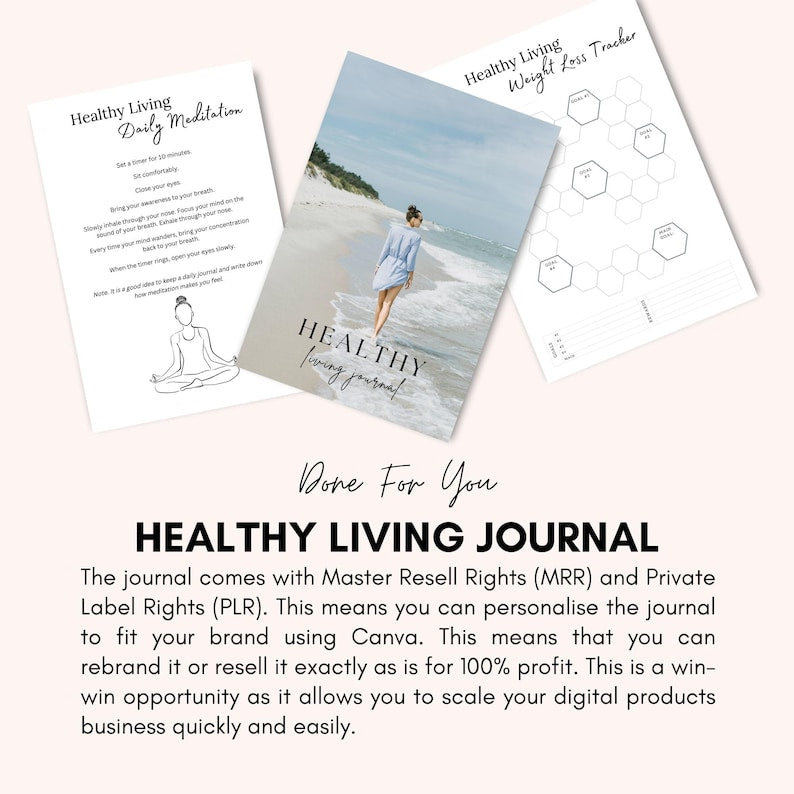 Healthy Living Journal: PLR Self-Care Ebook Canva Template (Digital Download)