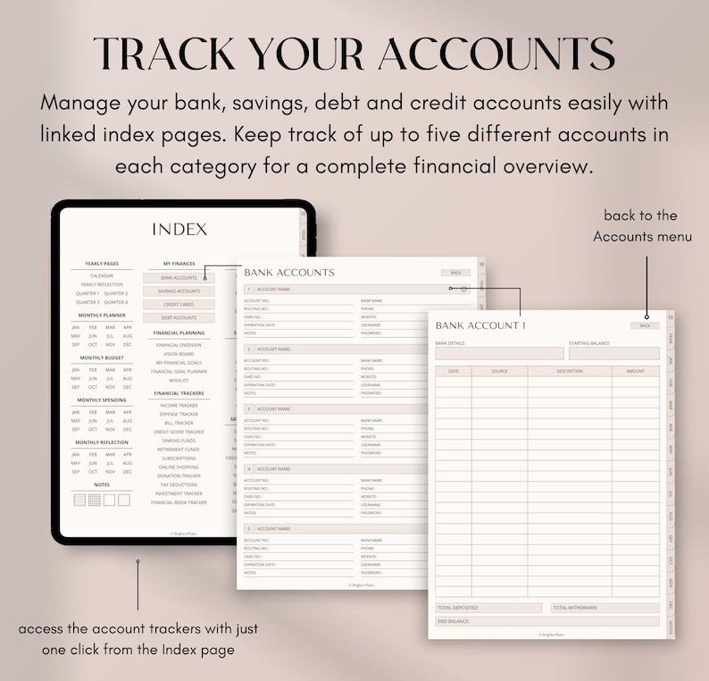 Digital Financial Budget Planner, Finance Tracker, GoodNotes Budget Planner, Undated Finance Planner, Monthly Budget, iPad Finance Template