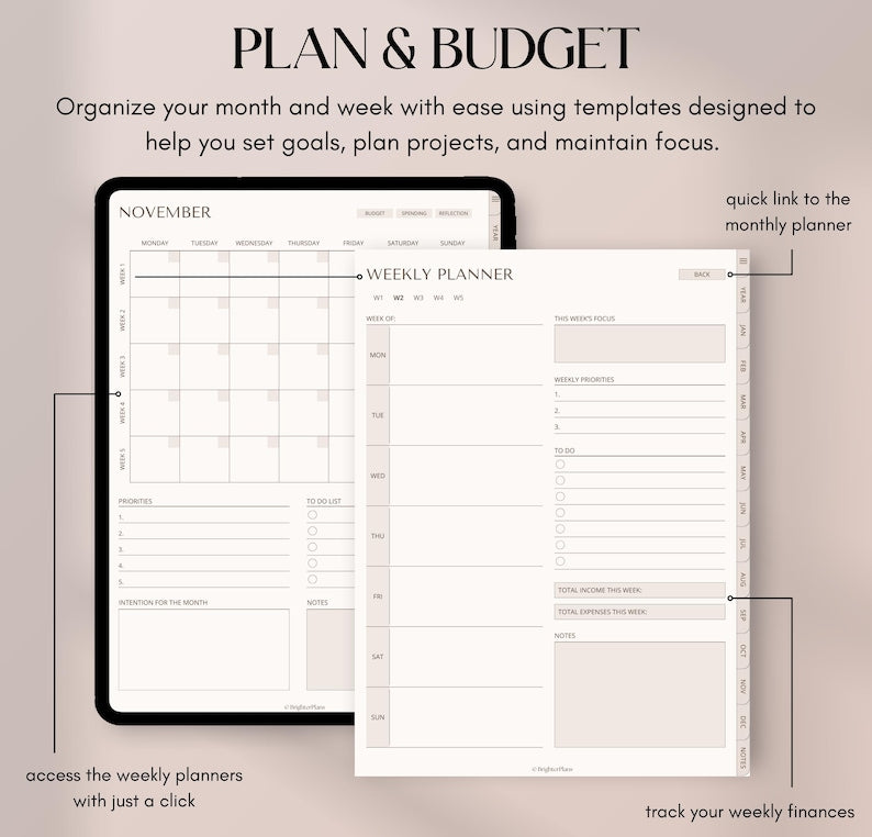 Digital Financial Budget Planner, Finance Tracker, GoodNotes Budget Planner, Undated Finance Planner, Monthly Budget, iPad Finance Template