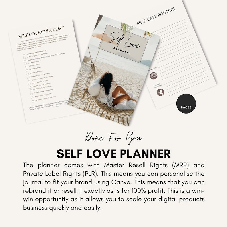 Self Love Planner | Canva Workbook with MRR/PLR (Digital Download)