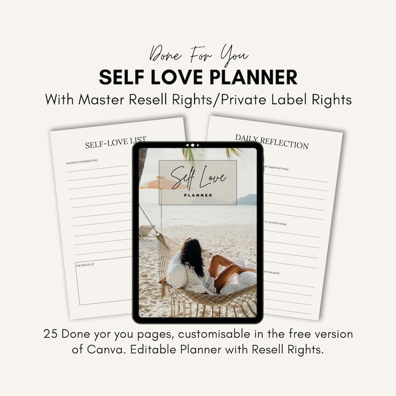Self Love Planner | Canva Workbook with MRR/PLR (Digital Download)