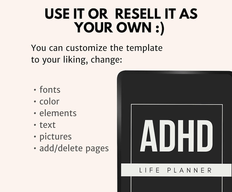 PLR ADHD Planner, Plr Planners, MRR Digital Planner, Plr Journal, Plr Digital Product, Dfy Content, Plr Notebook, Mrr Digital Products