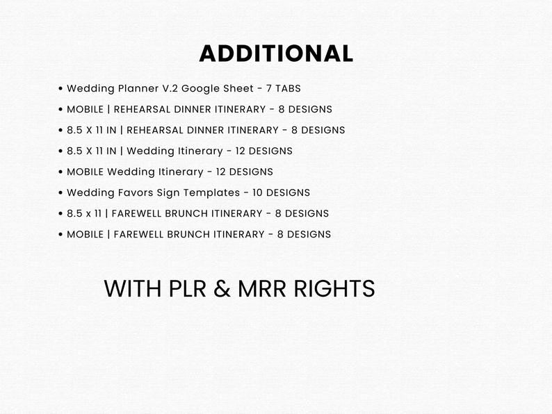 Wedding Bundle PLR Wedding Planner Master Resell Rights Itinerary Invitation Wedding Activities Wedding Template Invitation Bundle