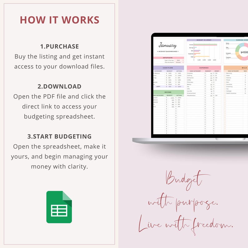 PLR Monthly Budget Spreadsheet | 15 Tab Google Sheets Budget Template | Monthly Budget Planner with Expense Tracker | Private Label Rights