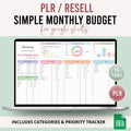PLR Monthly Budget Spreadsheet | 15 Tab Google Sheets Budget Template | Monthly Budget Planner with Expense Tracker | Private Label Rights