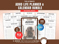 1000 ADHD Life Planner & Calendar Bundle PDF, Editable Canva Templates, Printable Productivity Journal, PLR Resell Rights