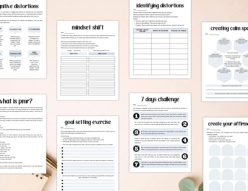 PLR Stop Overthinking Workbook, Printable and Editable Template, Commercial Use, Mindfulness Journal, Self-Care Journal, Anxiety