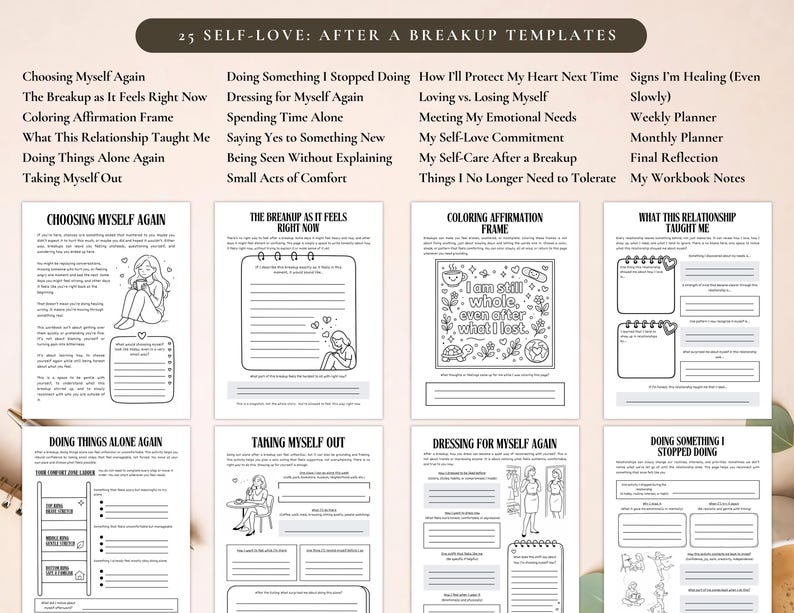 PLR Breakup Recovery Workbook for Commercial Use, Printable and Editable Template | Heal from Relationship Journal