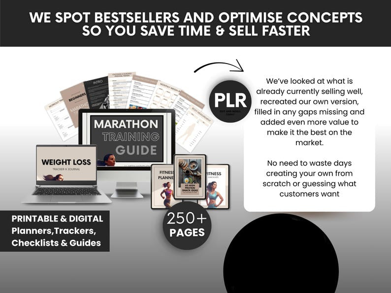 Fitness Bundle with MRR & PLR Ready To Resell, PLR Fitness Planners and Fitness Ebooks, Weight Loss Journal, High Protien Snacks Guide