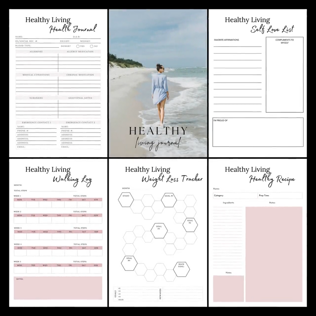 Healthy Living Journal: PLR Self-Care Ebook Canva Template (Digital Download)